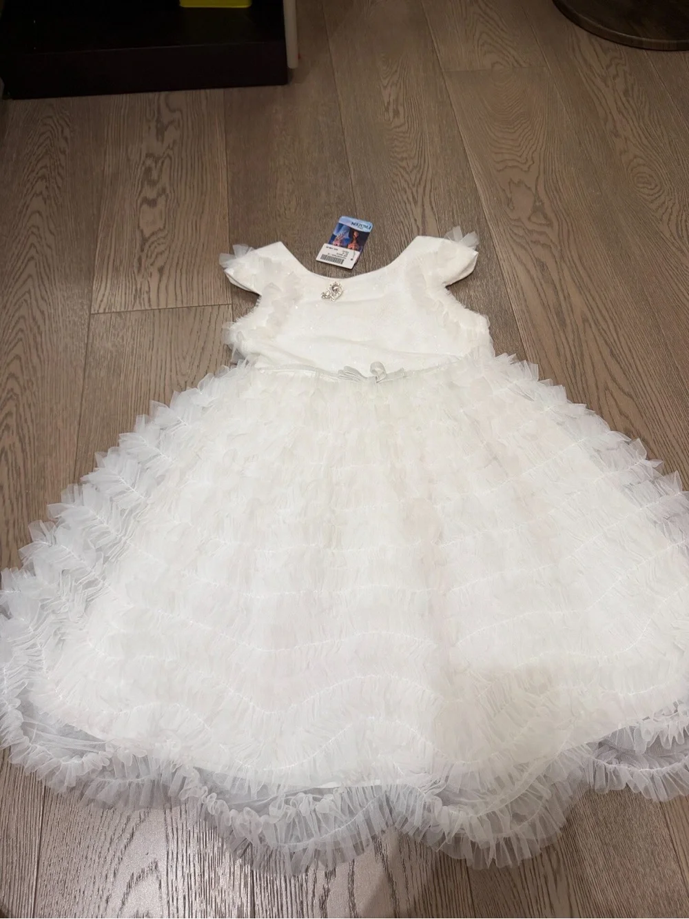 White Ruffle Tulle Party Dress
